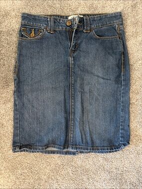 Women's Blue Denim Midi Pencil Skirt